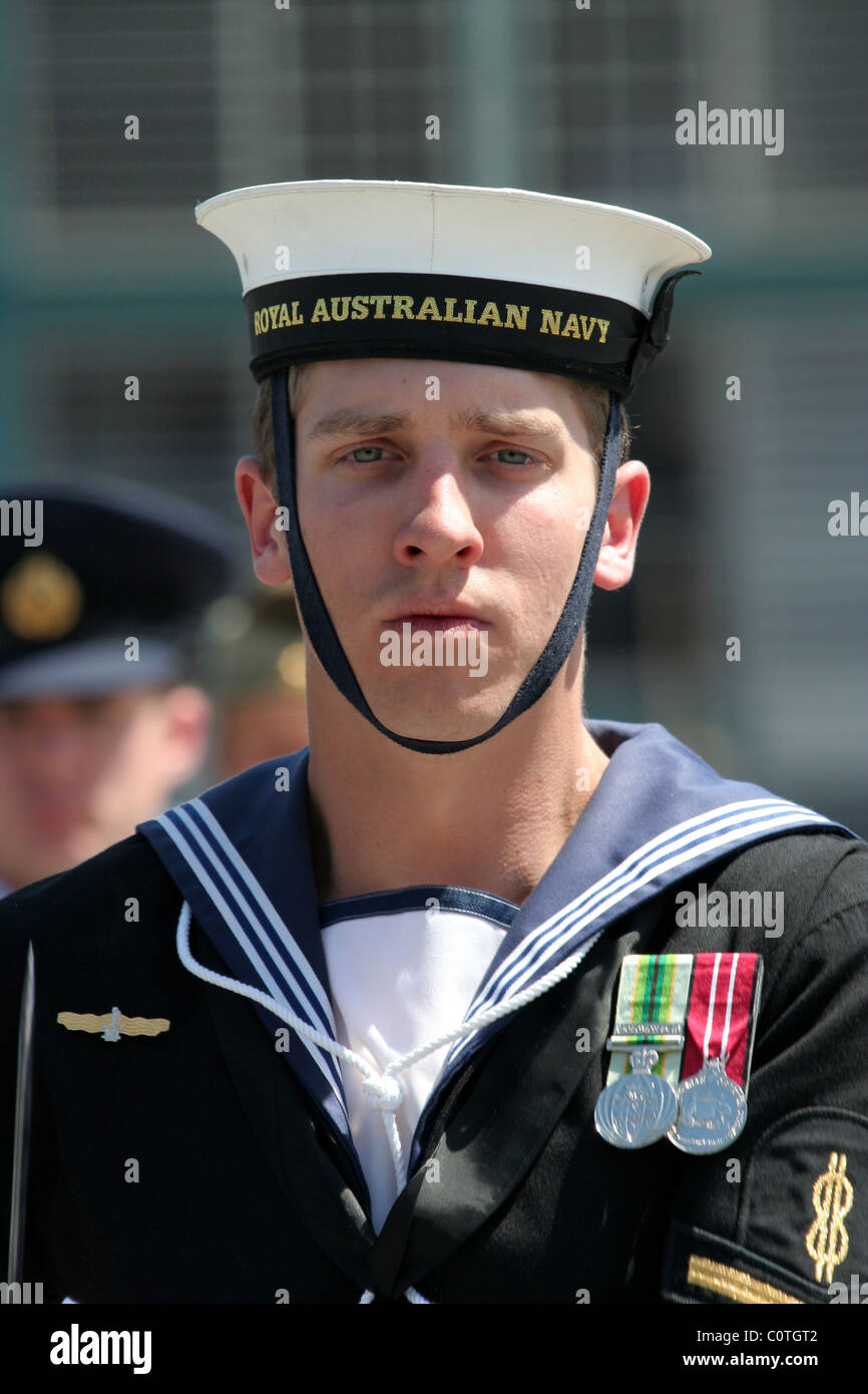 A member of the Australian Federation Guard Precision Drill Team, Garden Island Naval Base, Sydney, NSW, Australia Stock Photo