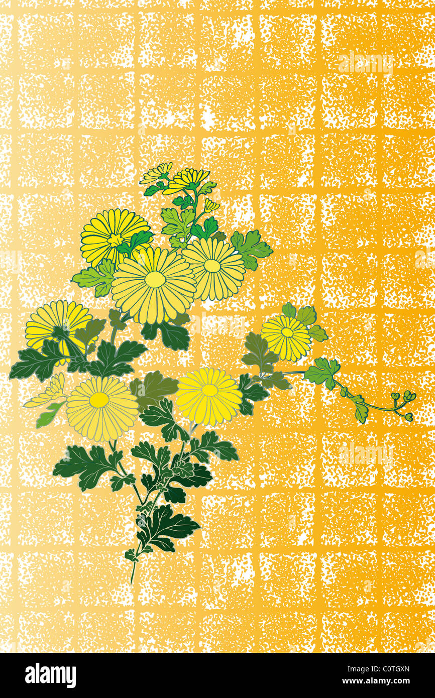 CG of Japanese Painting, Chrysanthemum Stock Photo Alamy