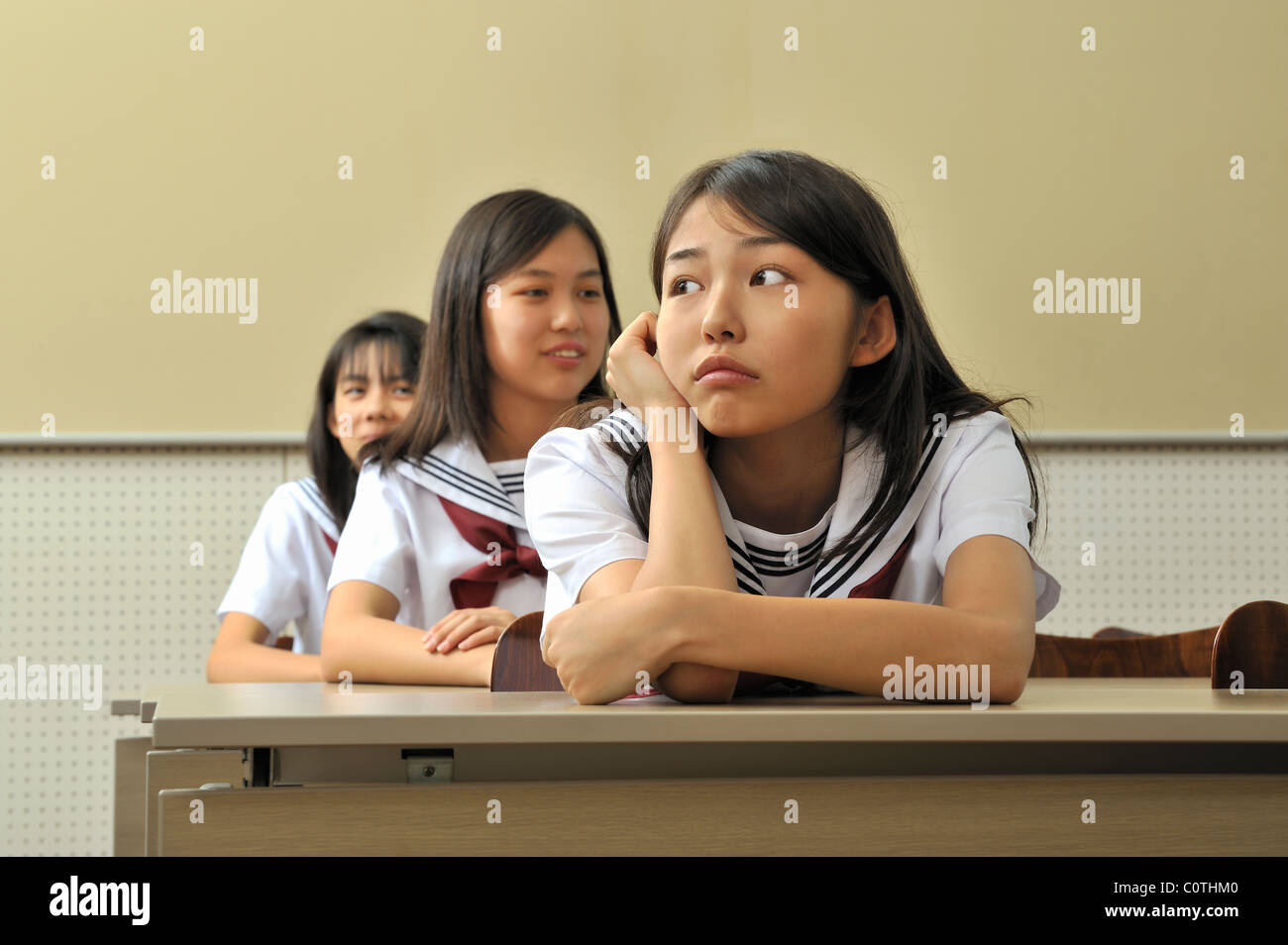 High School Girls Sitting in Classroom Stock Photo - Alamy