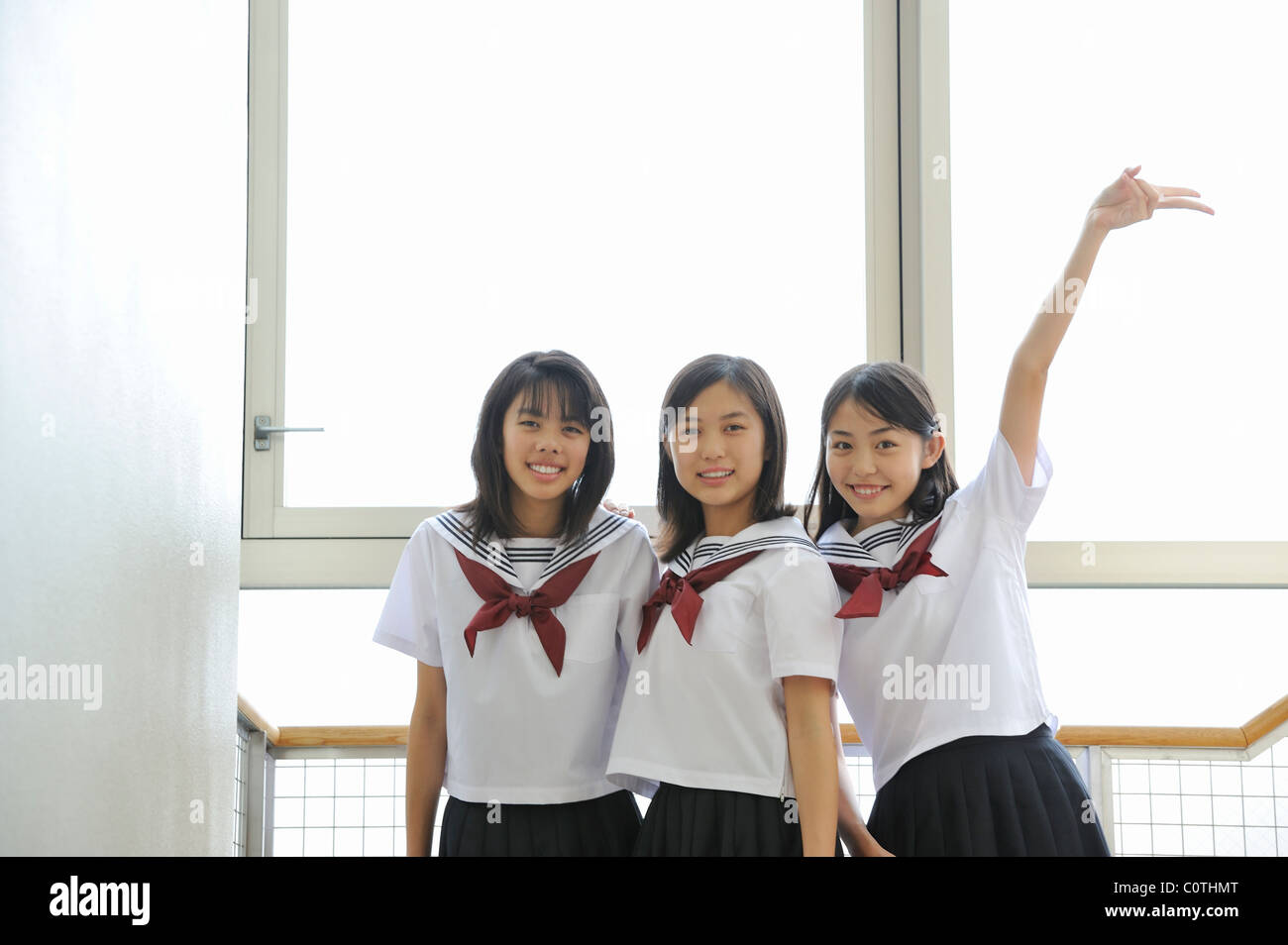 High School Girls Smiling Stock Photo