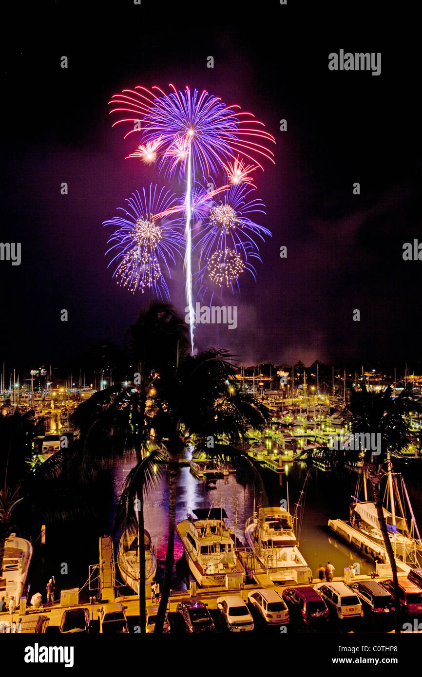 Fourth of July fireworks display, Ala Wai Yacht Harbor, Waikiki