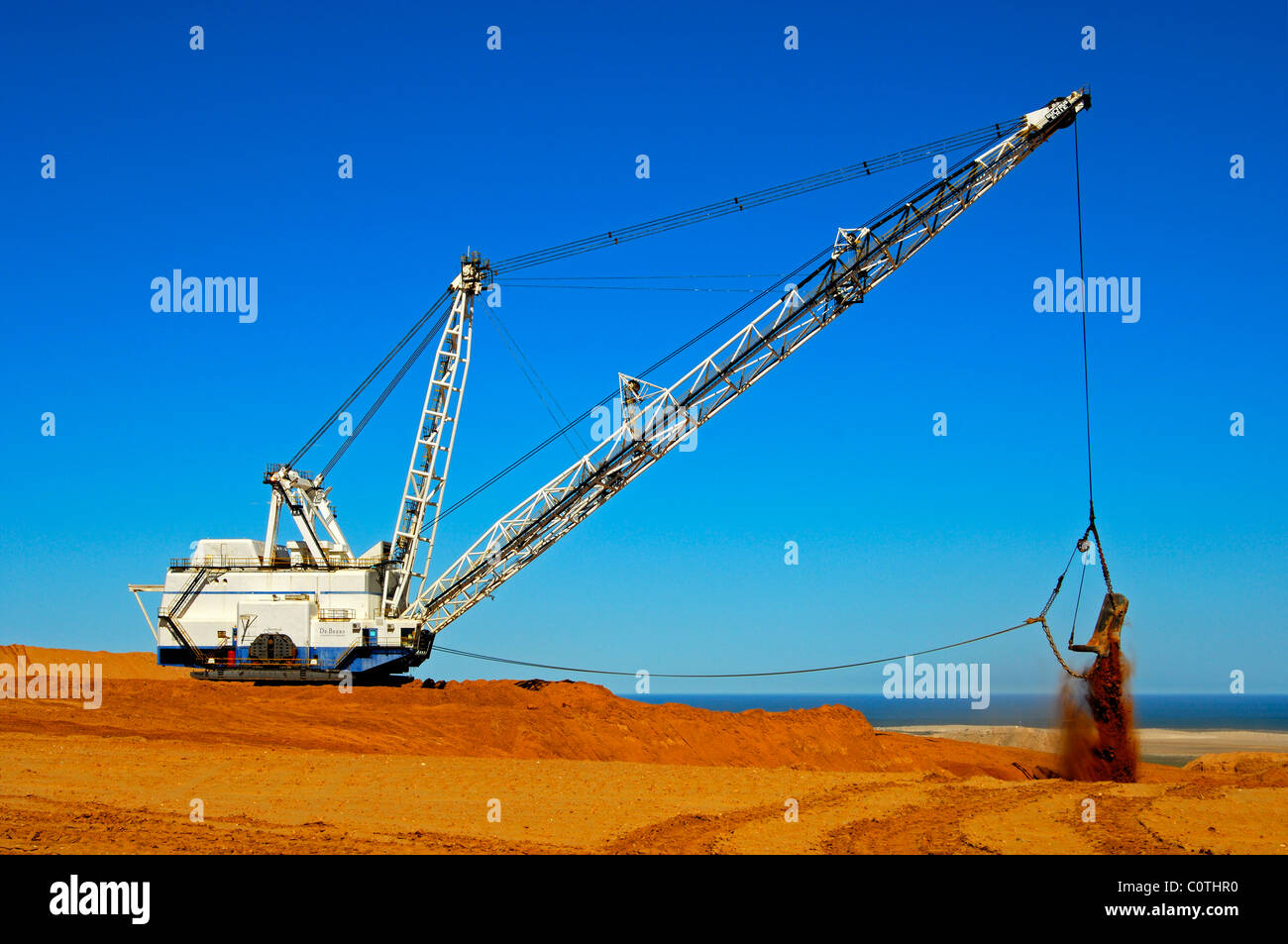 Earthworks with a dragline excavator in the De Beers Namaqualand Mines, Kleinzee, Namaqualand, South Africa Stock Photo
