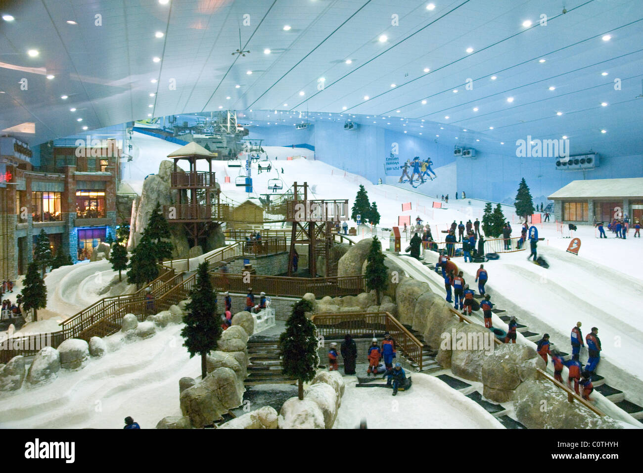 Skiing in Dubai The winter leisure park in the Mall of the Emirates in Dubai United Arab Emirates Stock Photo