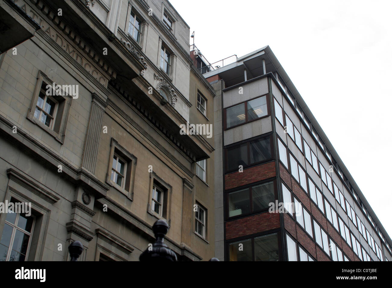 Contrasting new and old office buildings in the City of London area of