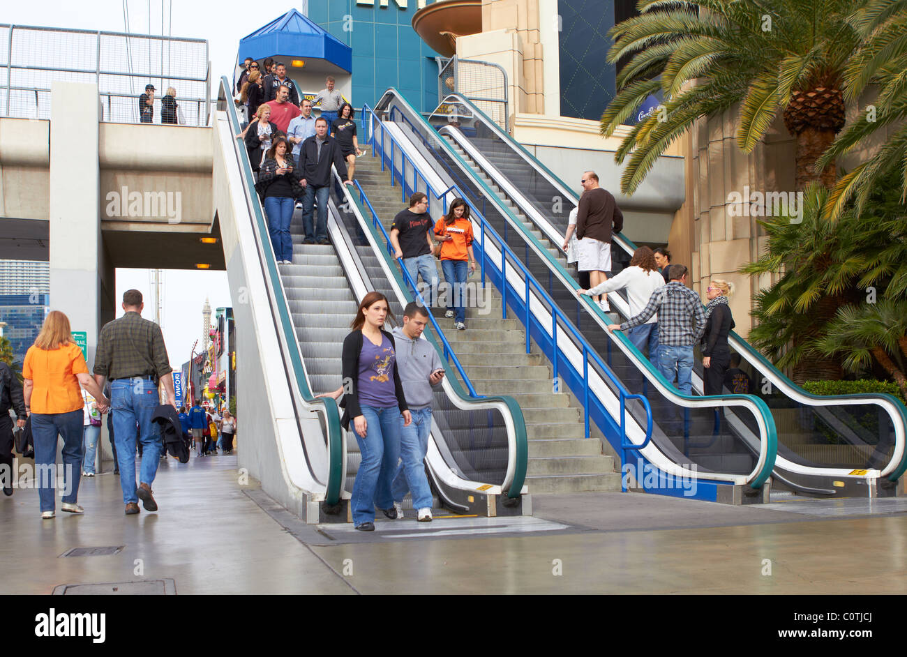 People walk on the street - escalator - Las Vegas Stock Photo
