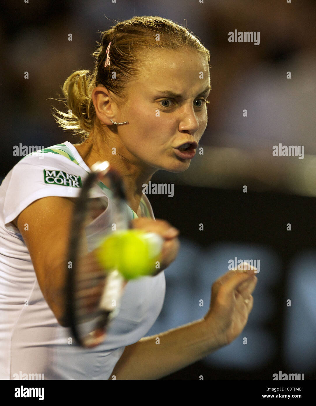 Jelena Dokic, Australia, in action at the Australian Open Tennis Tournament, Melbourne, Australia. Stock Photo