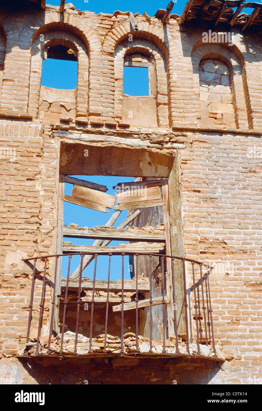 Detail of ruins. Belchite, Zaragoza province, Aragón, Spain. Stock Photo