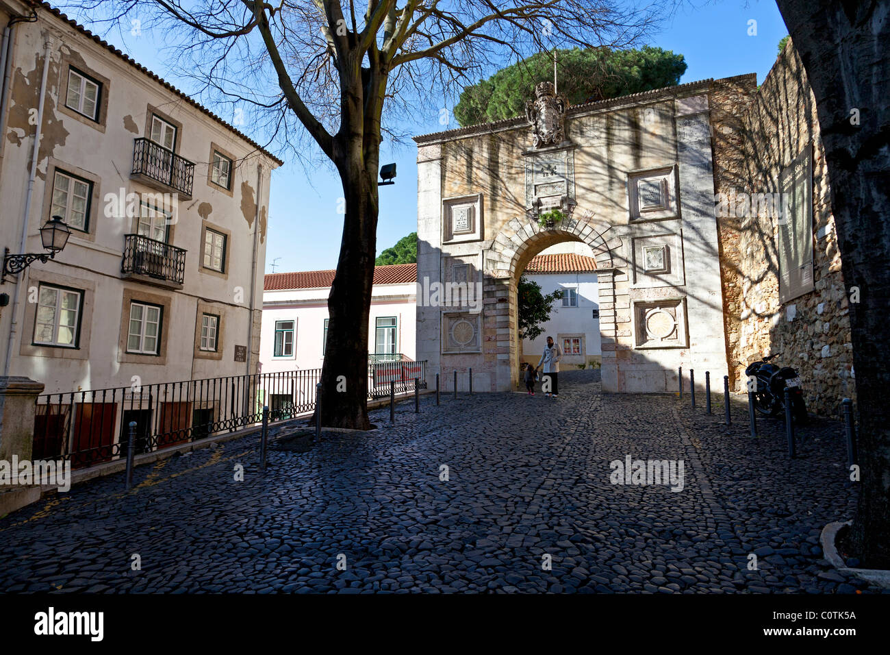 Entrance of Sao Jorge (St. George) Castle in Lisbon, Portugal. Stock Photo