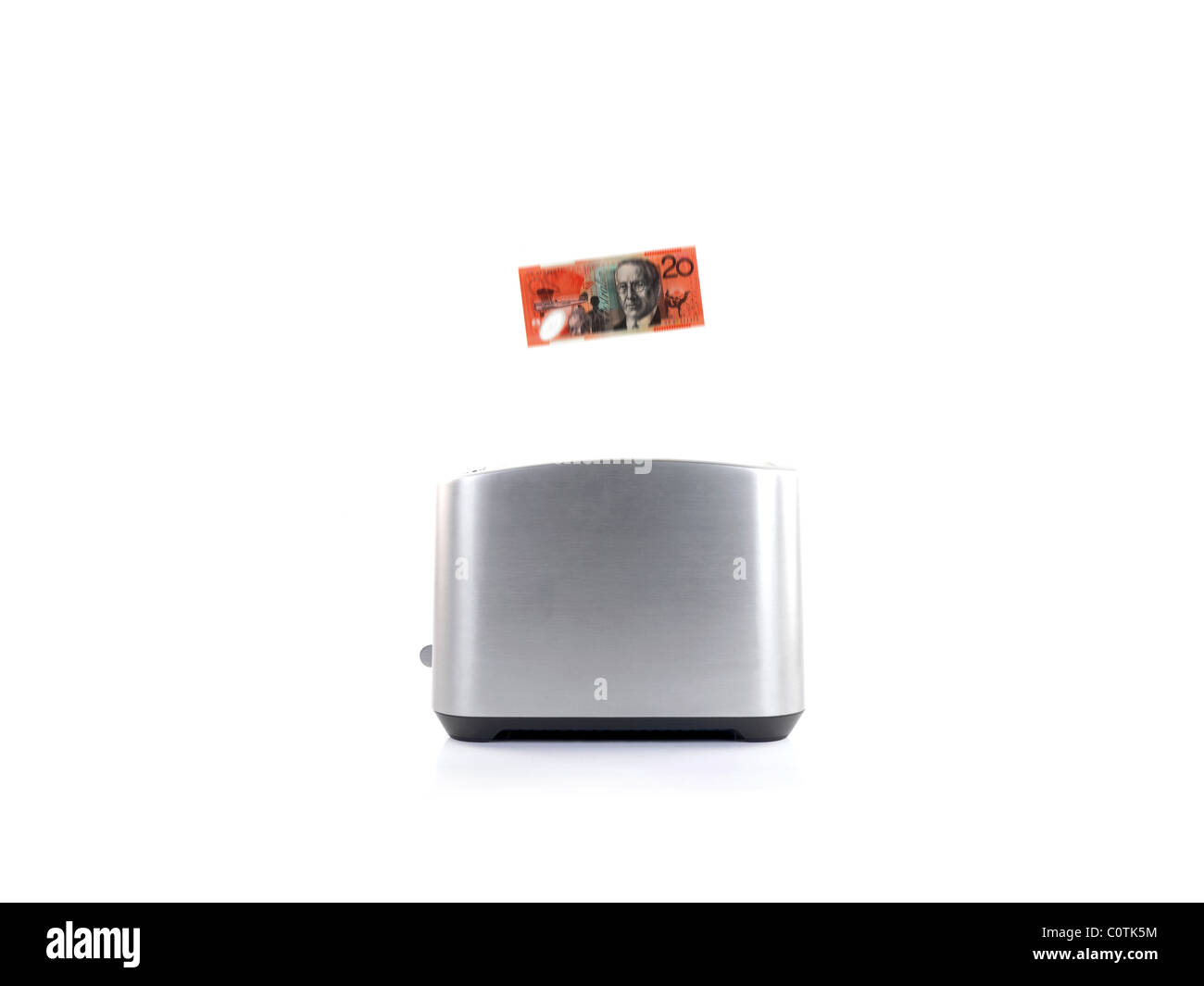 A toaster popping up an Australian twenty dollare note Stock Photo Alamy