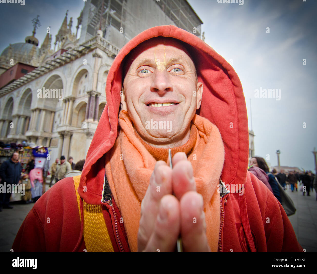 Hare Krishna devotee in the streets of Curitiba downtown Stock