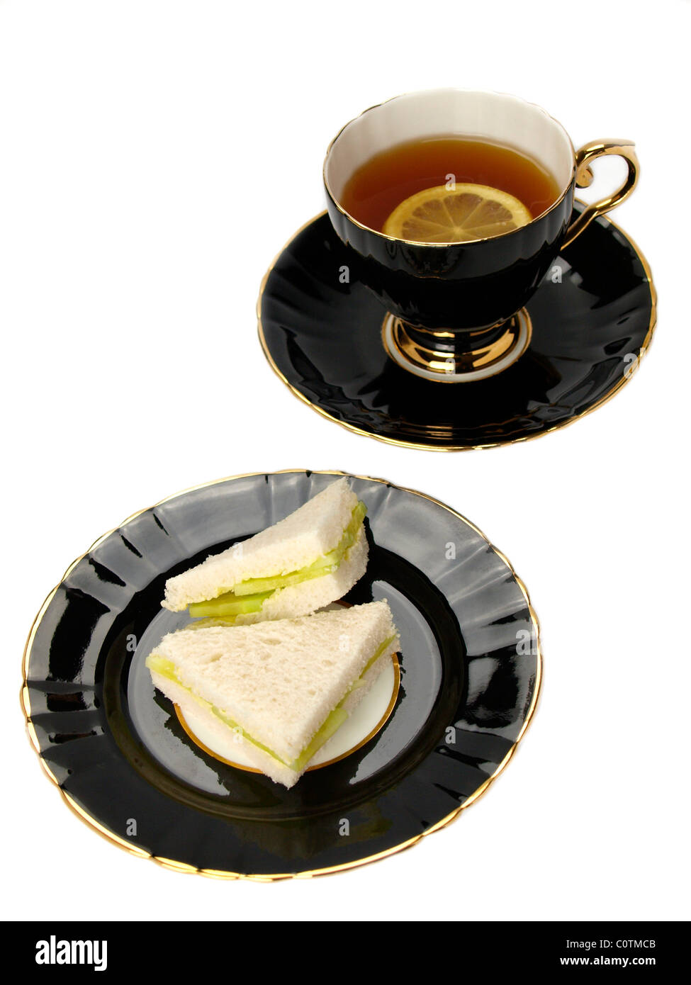 Black plate,cup and saucer Stock Photo Alamy
