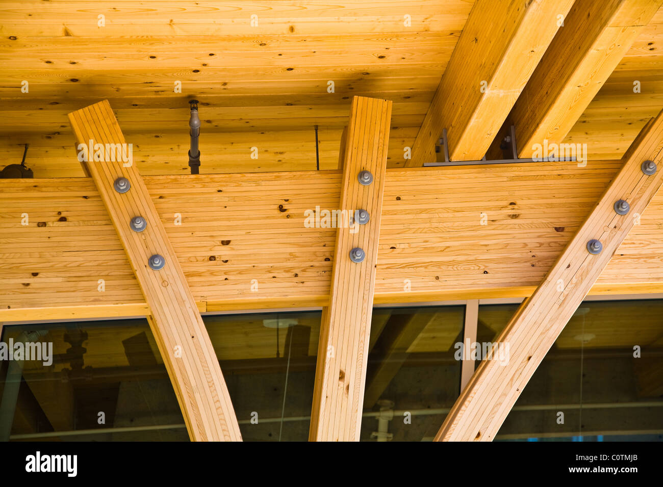 Laminated wooden beams used in building construction Stock Photo Alamy