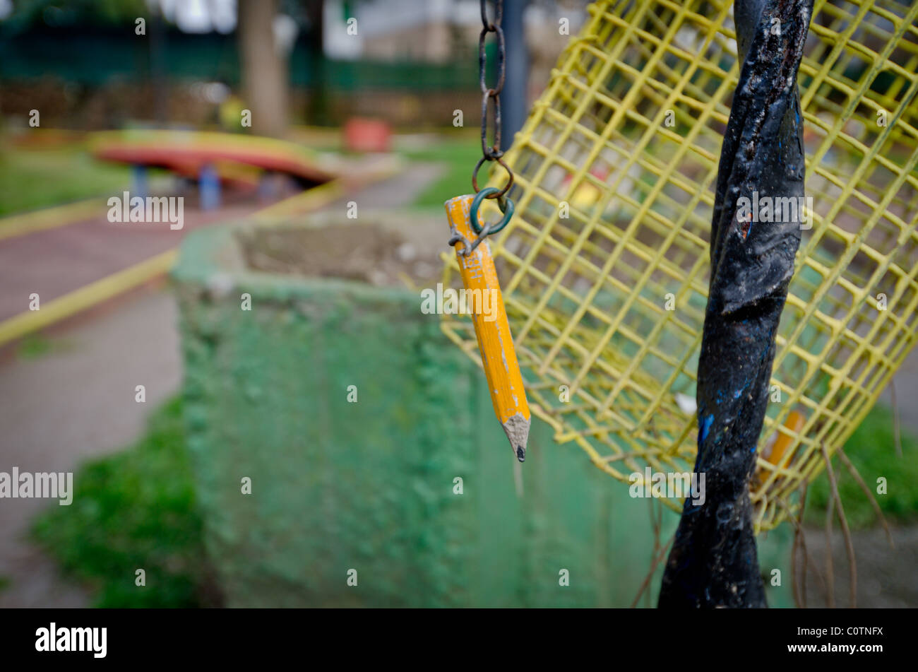 pencil on chain Stock Photo Alamy
