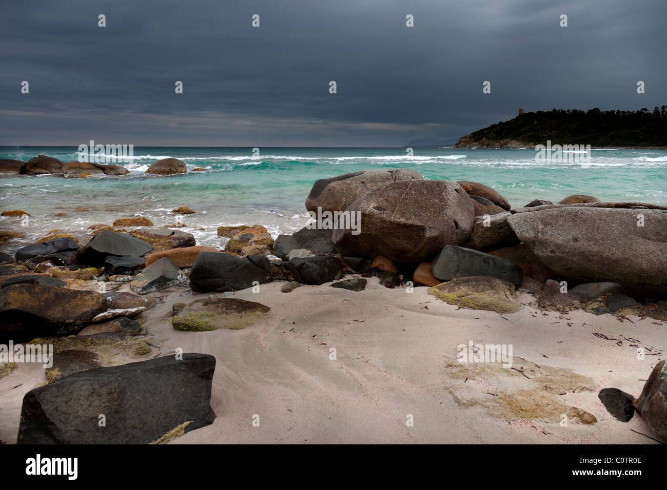 Arbatax beach a stormy day, Sardinia, Stock Photo