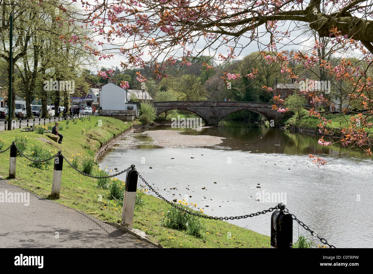 A View of the River Eden and the town bridge at Appleby Cumbria England Stock Photo
