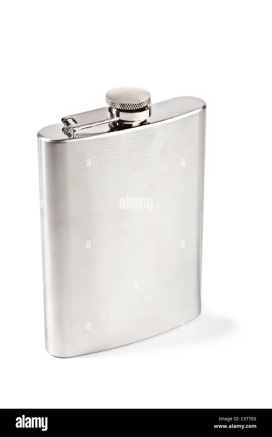 Stainless hip flask Stock Photo