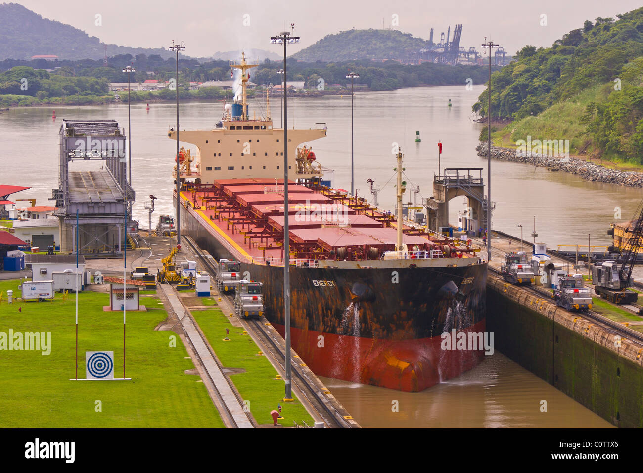 PANAMA - Ship at Miraflores Locks on the Panama Canal Stock Photo - Alamy