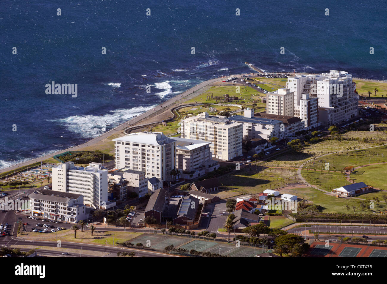 Apartment blocks by the Atlantic Ocean at Green Point, Cape Town, Western Cape, South Africa