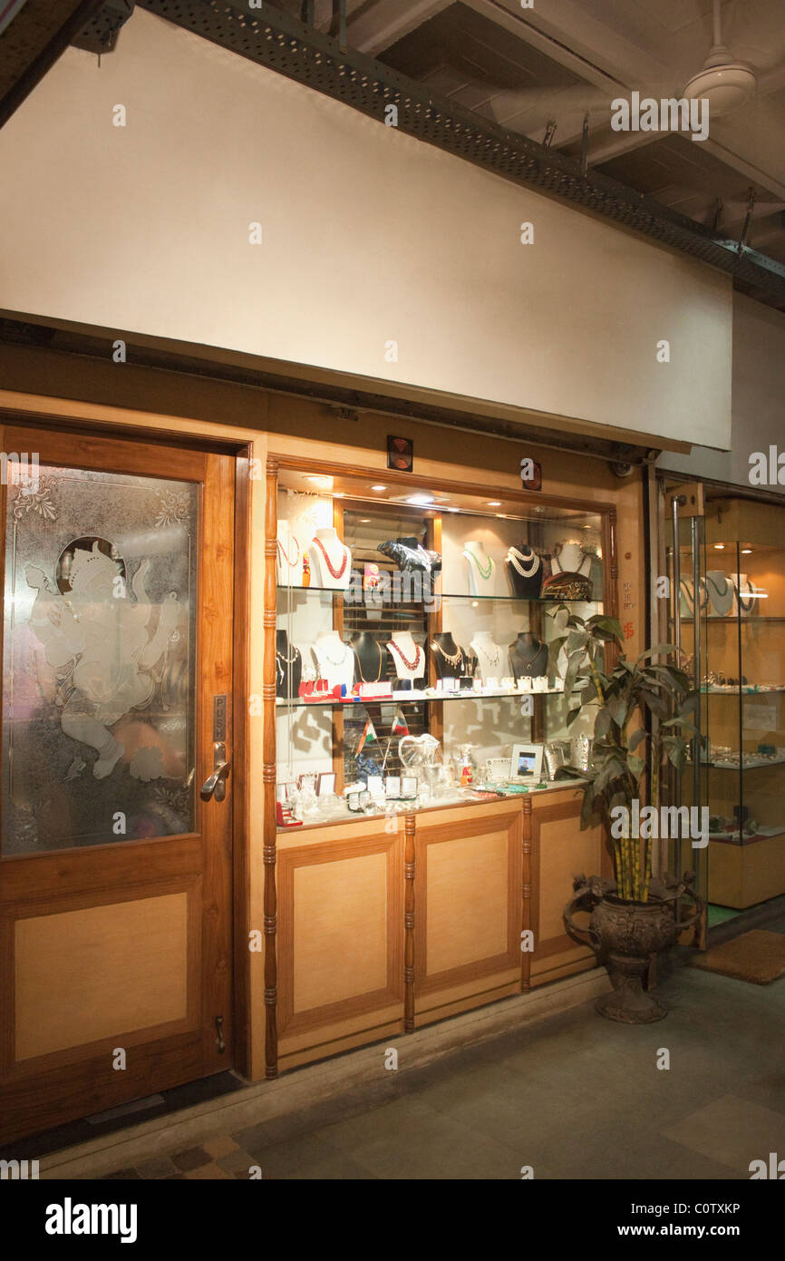 Jewelry on display in a jewelry store, New Delhi, India Stock Photo