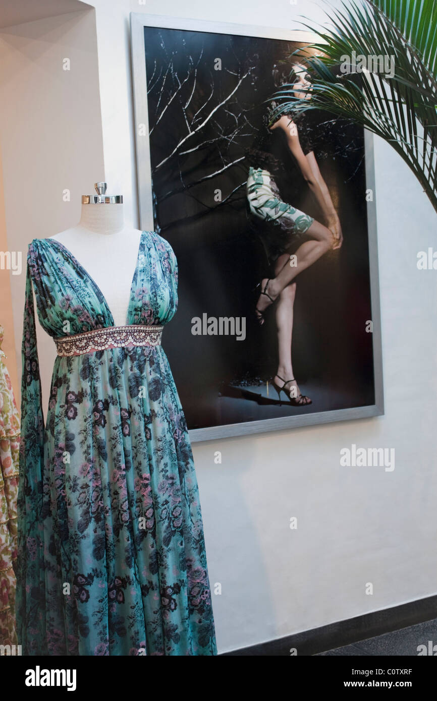 Dress display in a clothing store, New Delhi, India Stock Photo