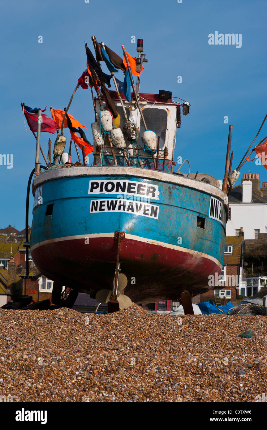 Fishing Boat On The Stade Hastings East Sussex England Stock Photo