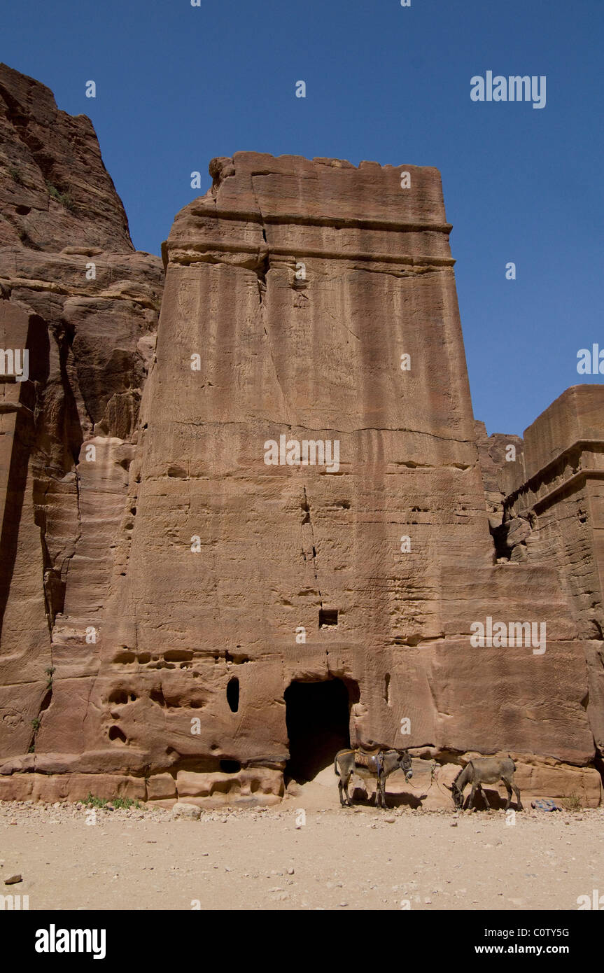 Jordan, Ancient Nabataean city of Petra. Tomb of the 17 Tombs Stock ...