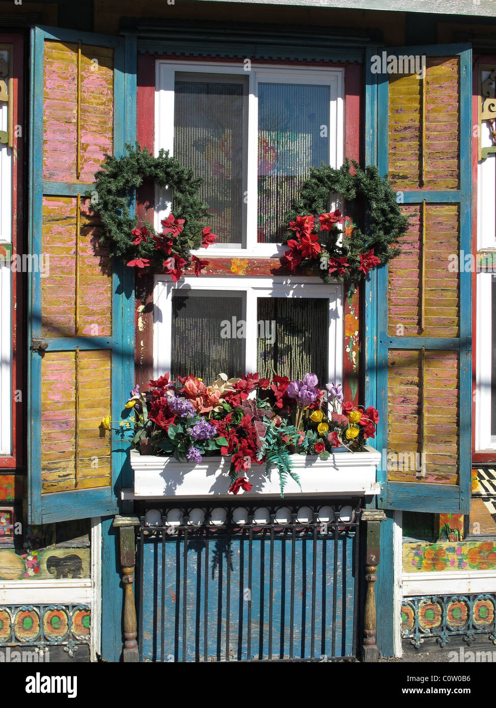 Colorful window of a restaurant in High Falls Stock Photo Alamy