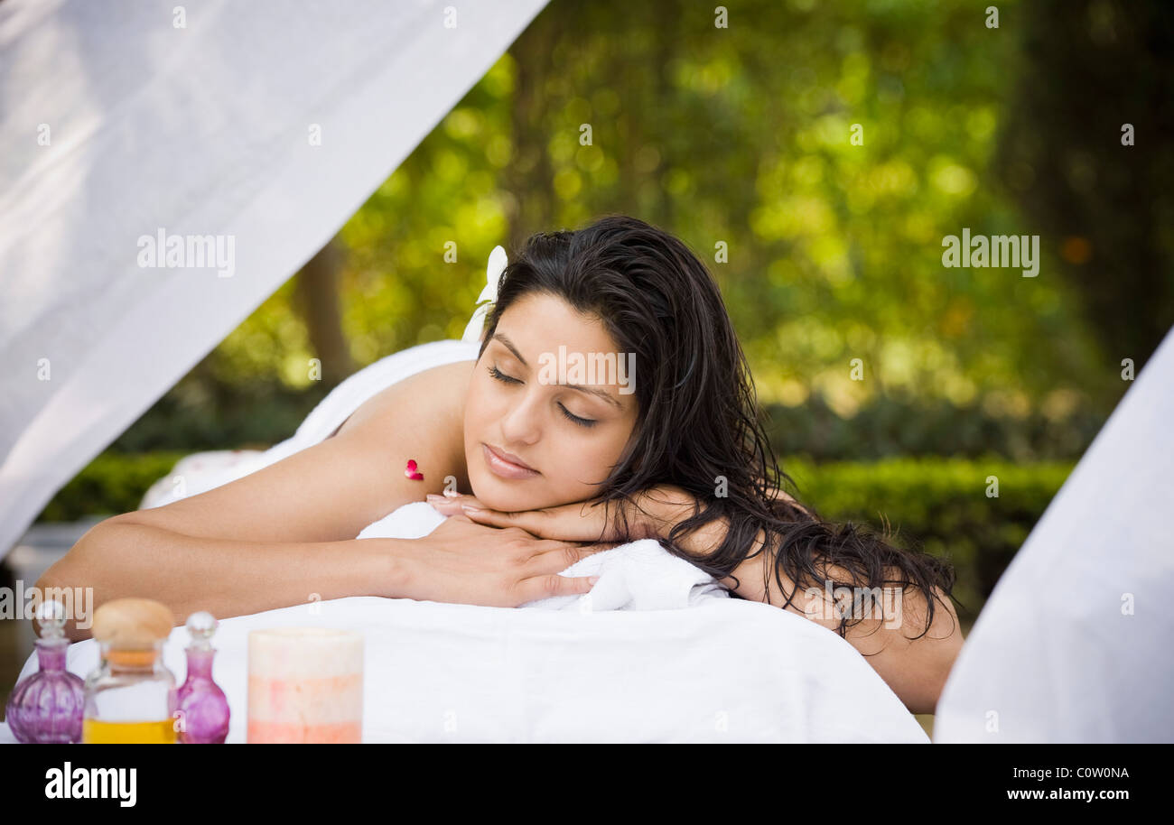 Woman getting spa treatment Stock Photo