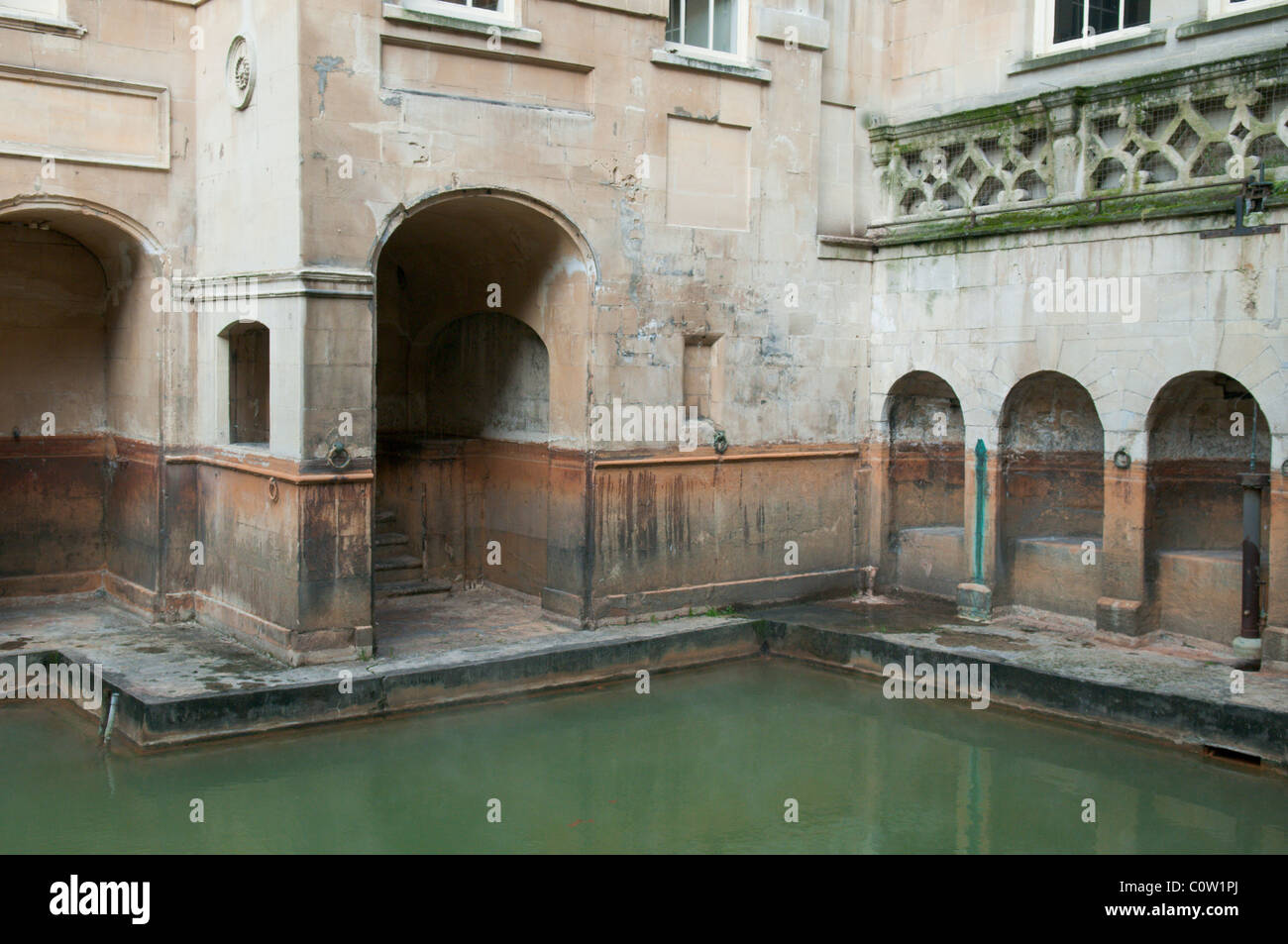 The Sacred Spring. The Roman Baths, Bath, Somerset, UK. Stock Photo