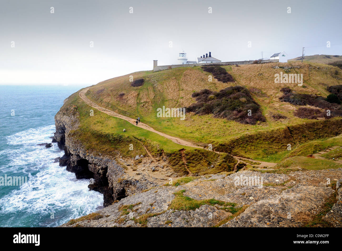 Lighthouse at Durlston Head ,Swanage ,Dorset Stock Photo