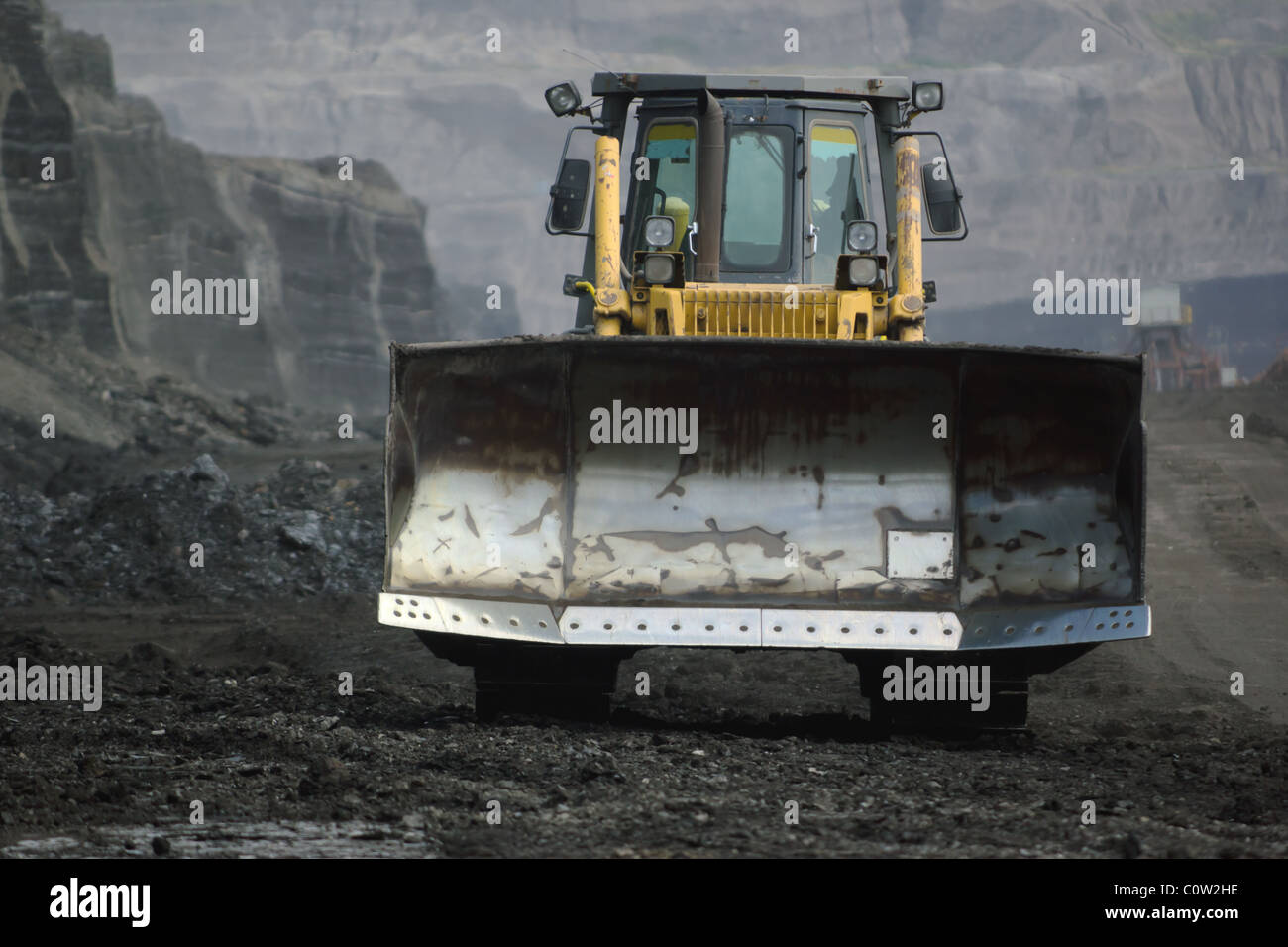 bulldozer in coal mine Stock Photo