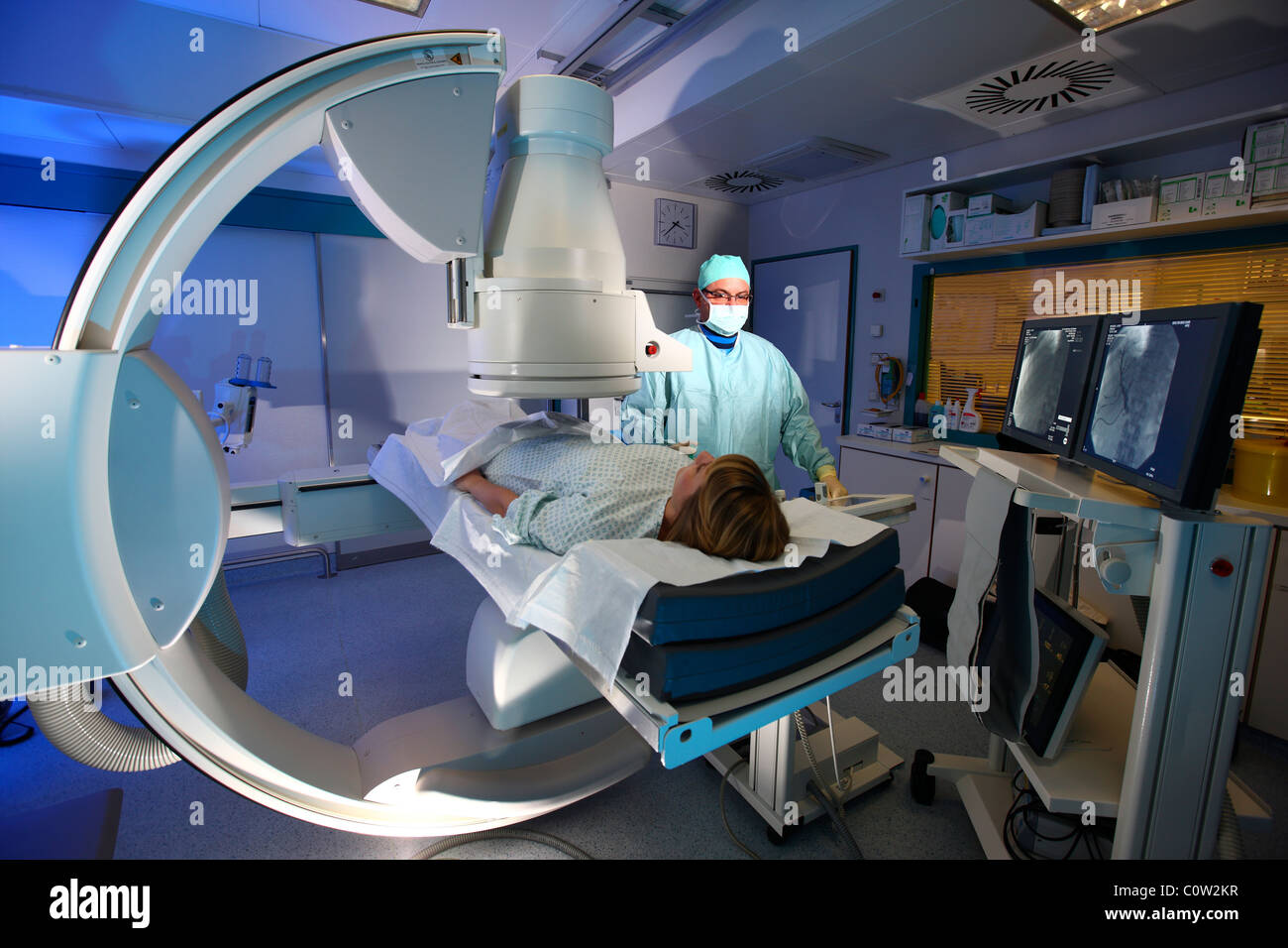 Hospital, diagnostic radiology. Angiography. Stock Photo