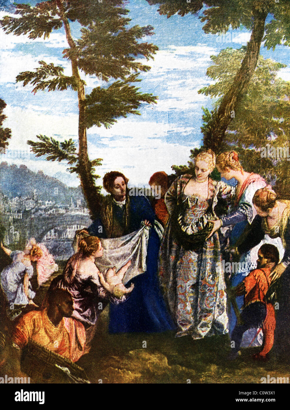 The Egyptian pharaoh's daughter finds the baby Moses in a basket