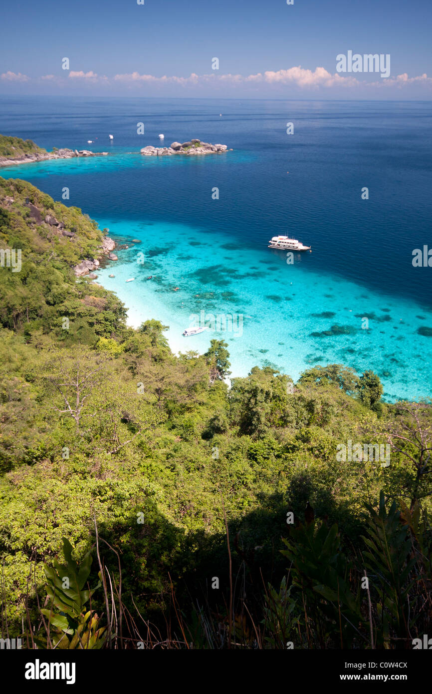 Beautiful emerald waters of the Similan National Marine Park in the Andaman Sea in Thailand. Stock Photo