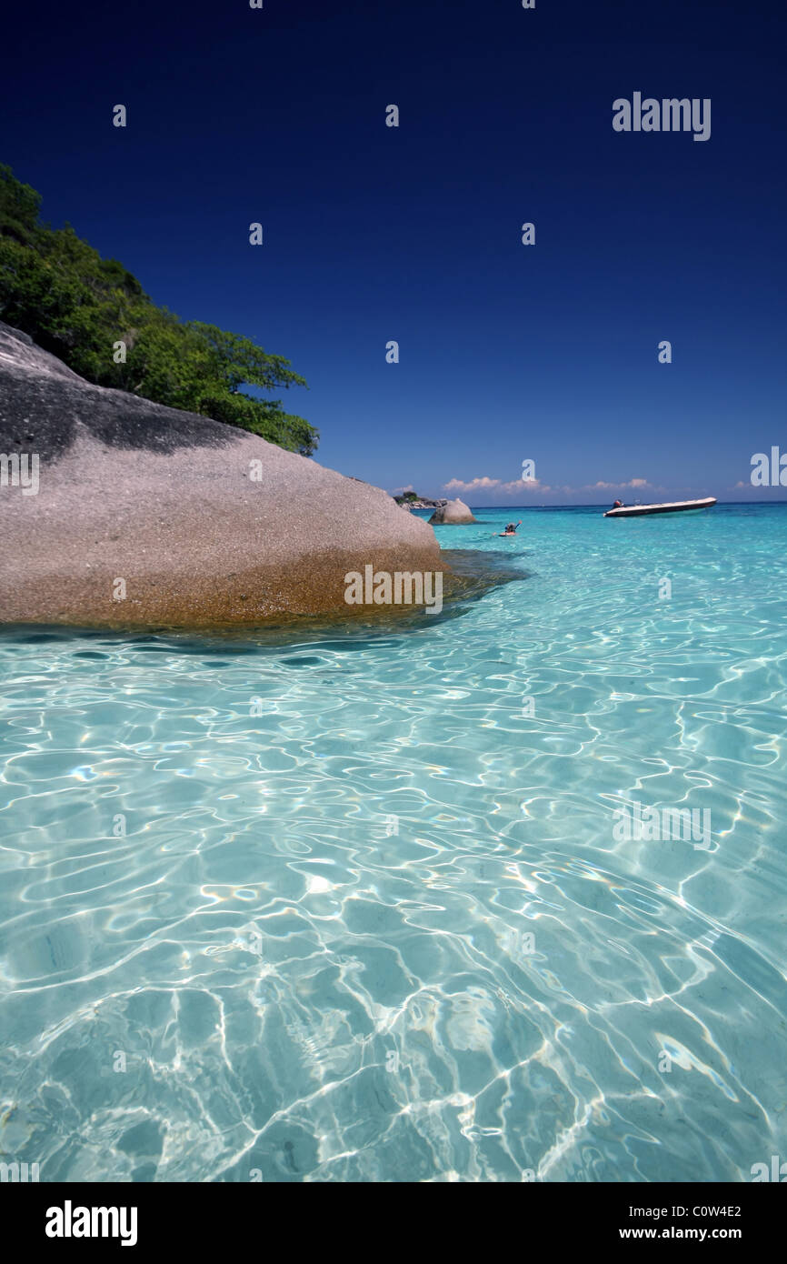 Beautiful emerald waters of the Similan National Marine Park in the Andaman Sea in Thailand. Stock Photo