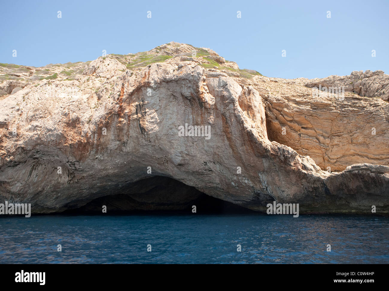 Cave in the rocks. Cabrera island coastline, Mallorca Majorca Balearic ...