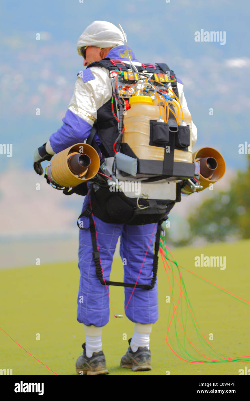 'coupe icare'  paramotor with  jet engine Stock Photo