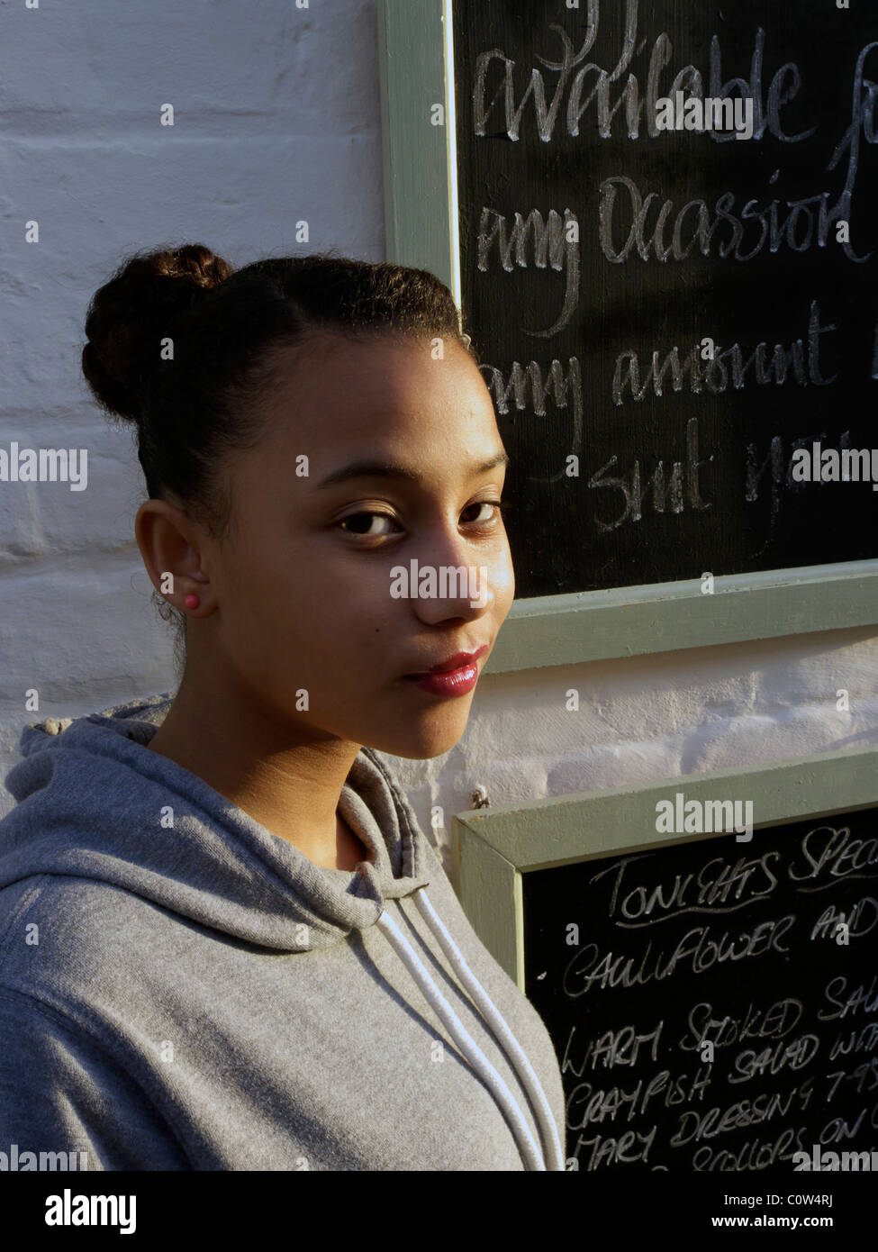 united kingdom young and fashionable mixed race girl Stock Photo