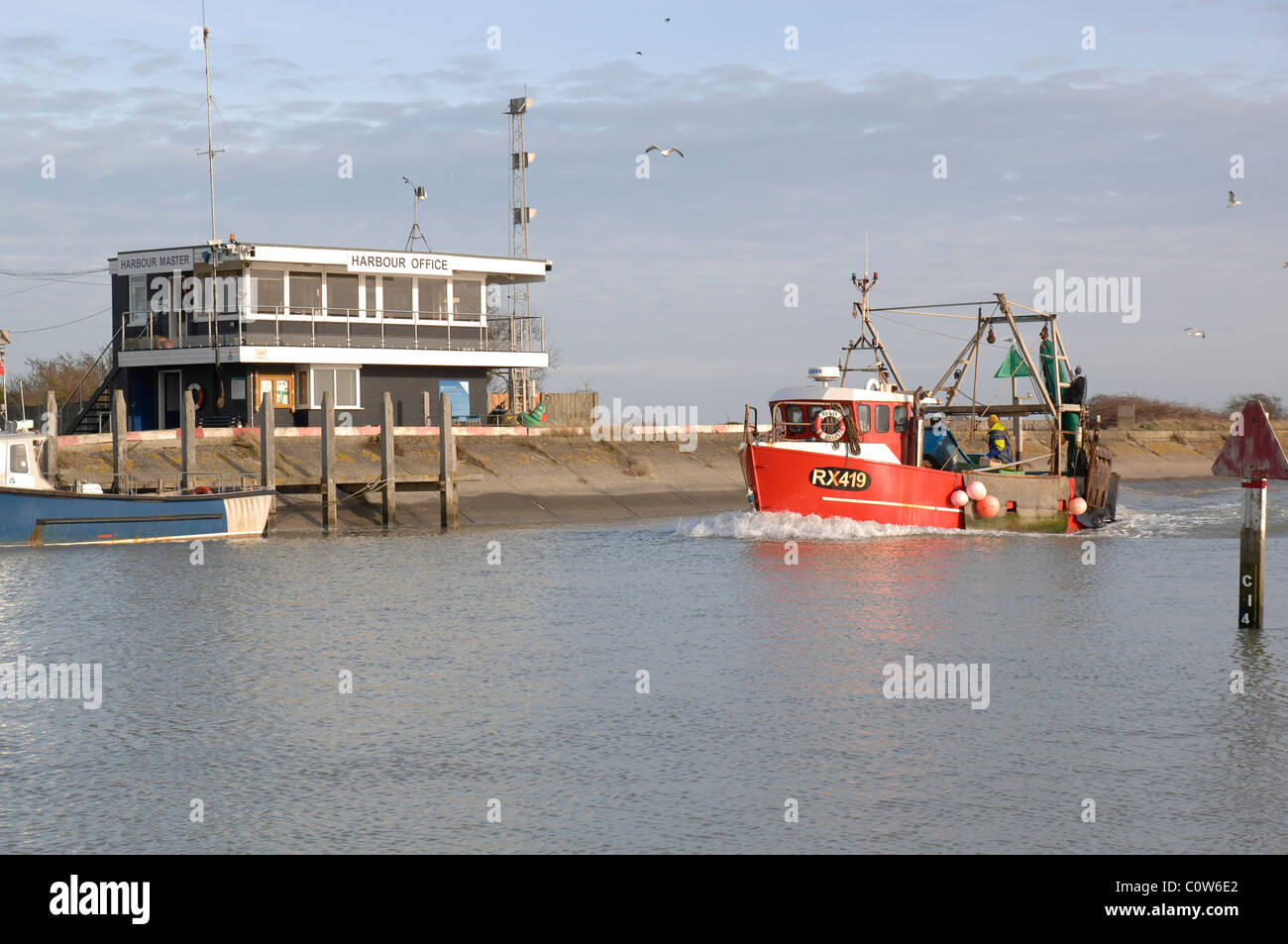 Fishing trawler at Rye harbour, East Sussex Stock Photo