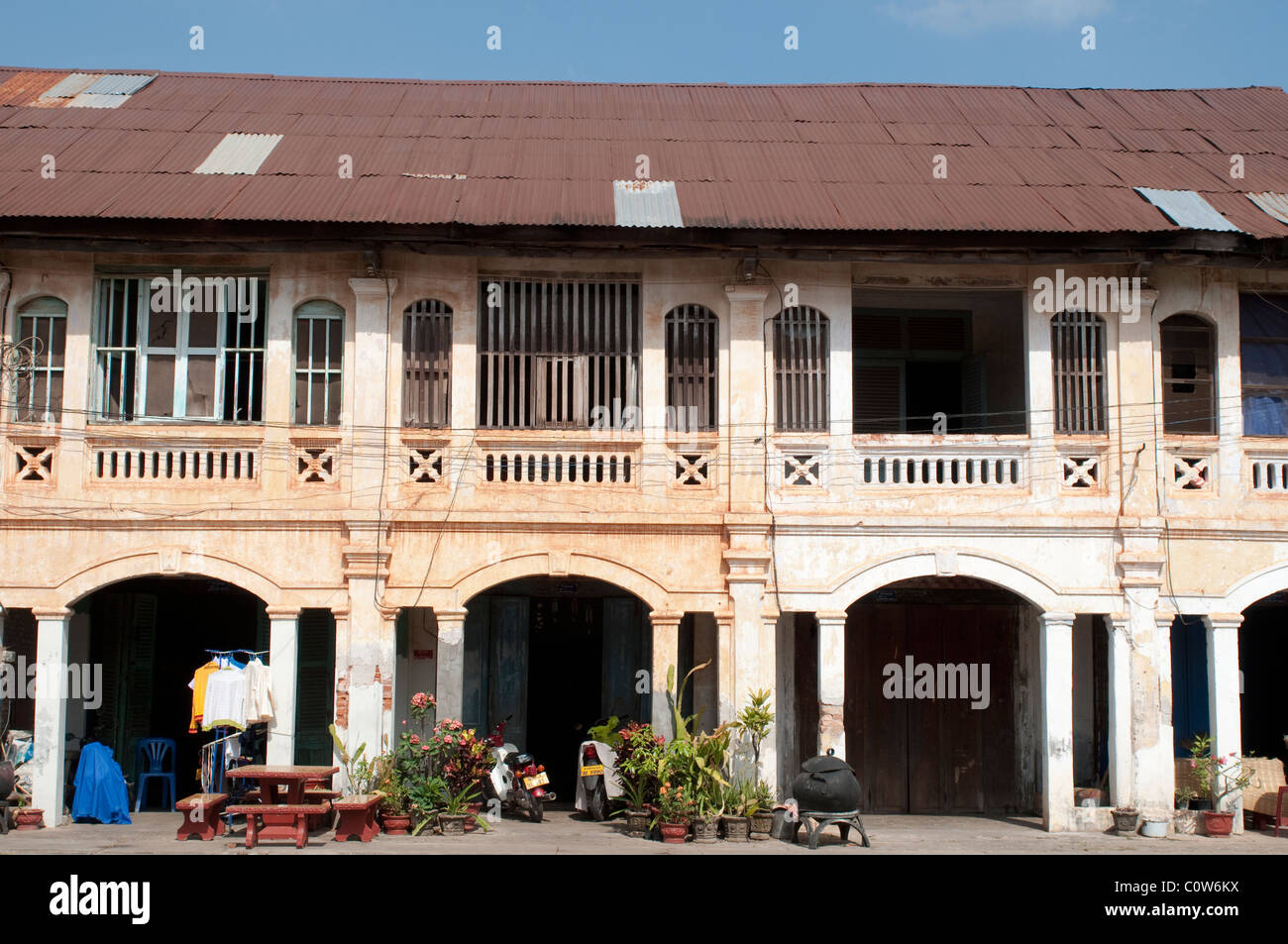 French colonial house, Savannakhet, Laos Stock Photo