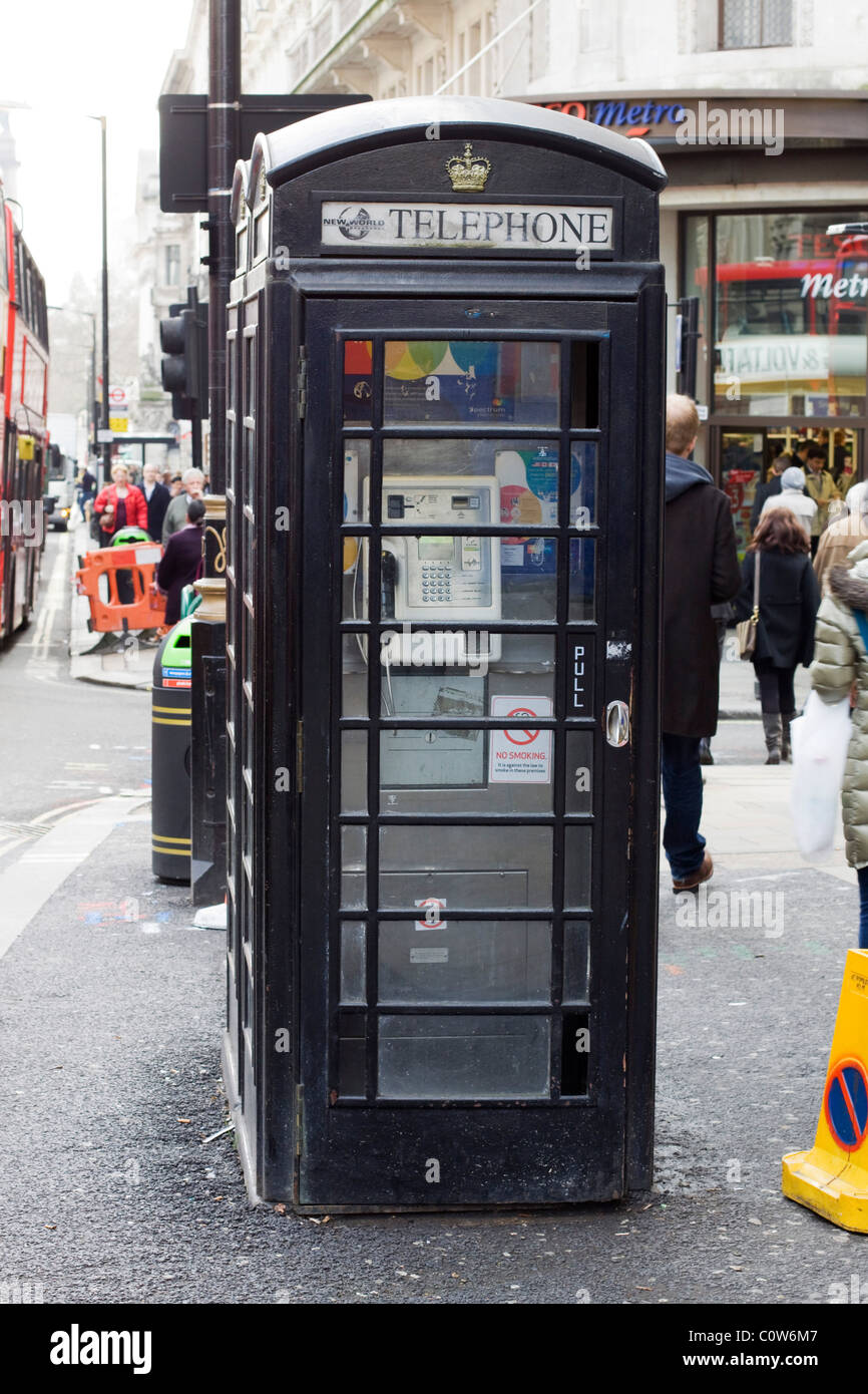 Black Telephone Boxes at Piccadilly Circus The City of London Stock Photo