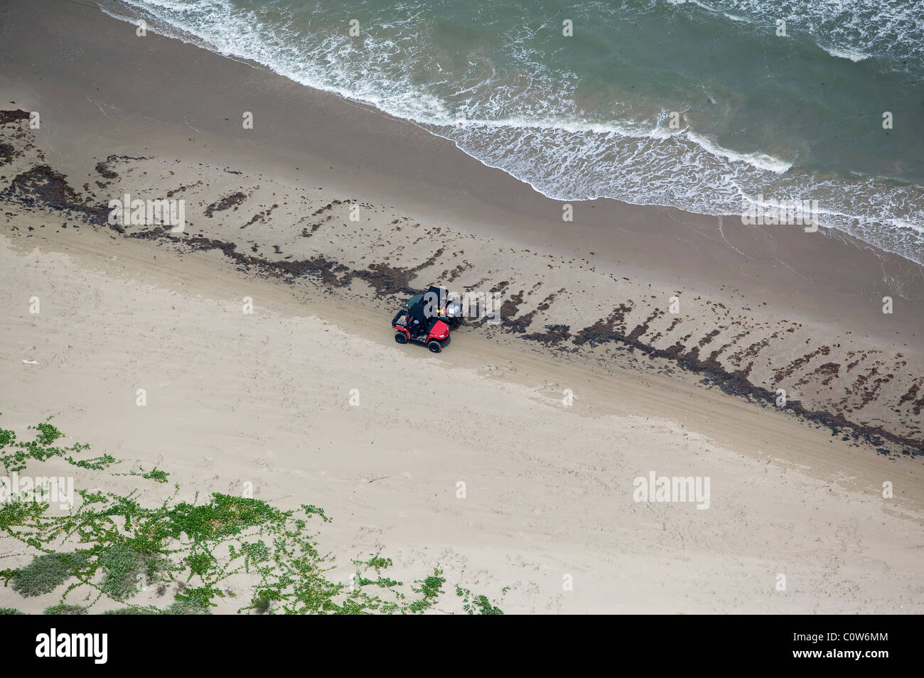 aerial view above two quads Padre island Texas Stock Photo