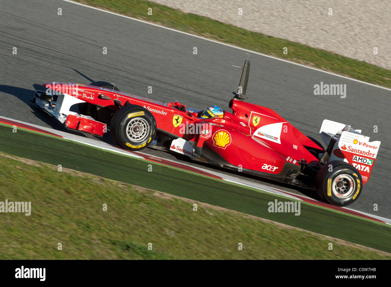 Fernando Alonso drives for the Ferrari team during testing at the ...