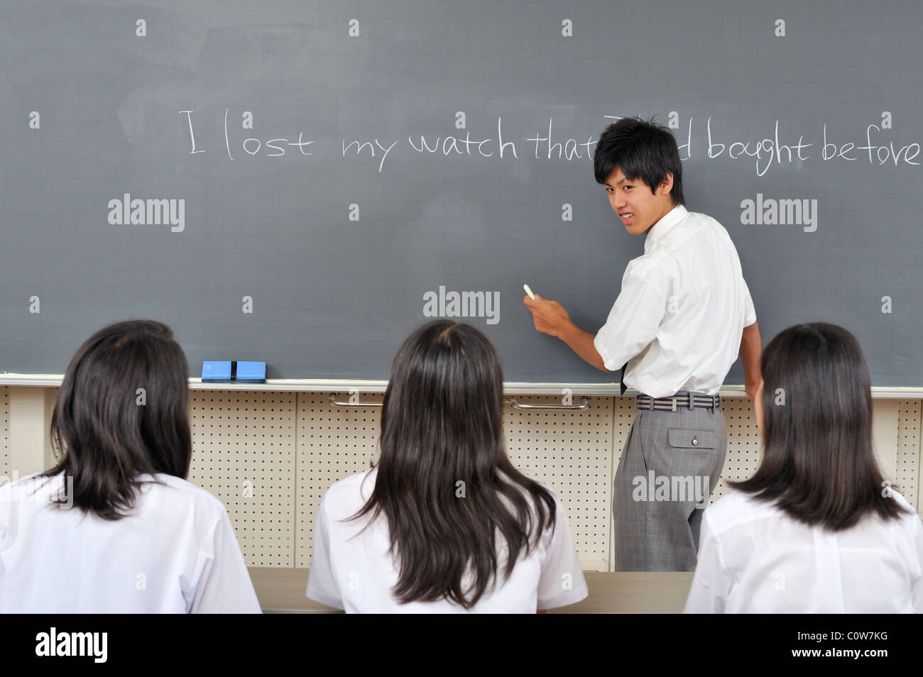 High School Students in Classroom Stock Photo