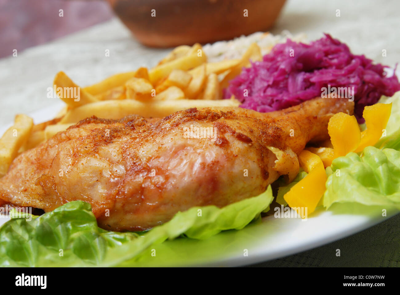 grilled chicken and chips Stock Photo Alamy