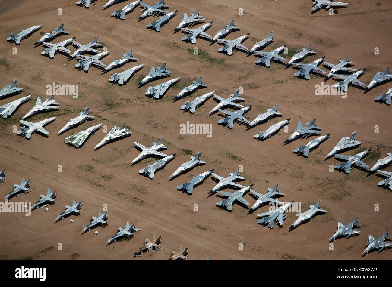 aerial view above military aircraft boneyard Davis Monthan air force base  Tucson Arizona Stock Photo - Alamy