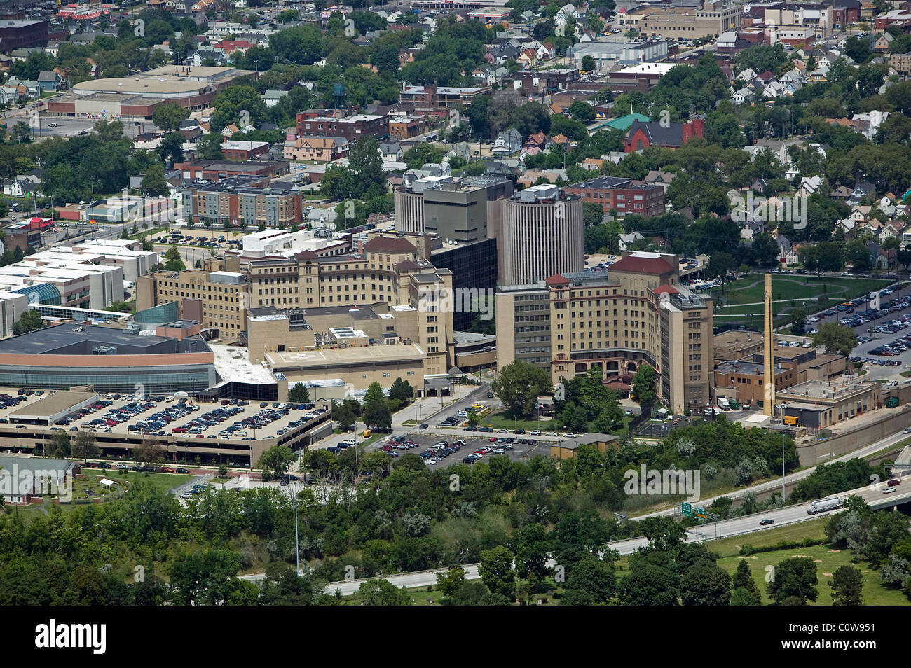 aerial view above Cleveland Psychiatric Institute Ohio Stock Photo Alamy