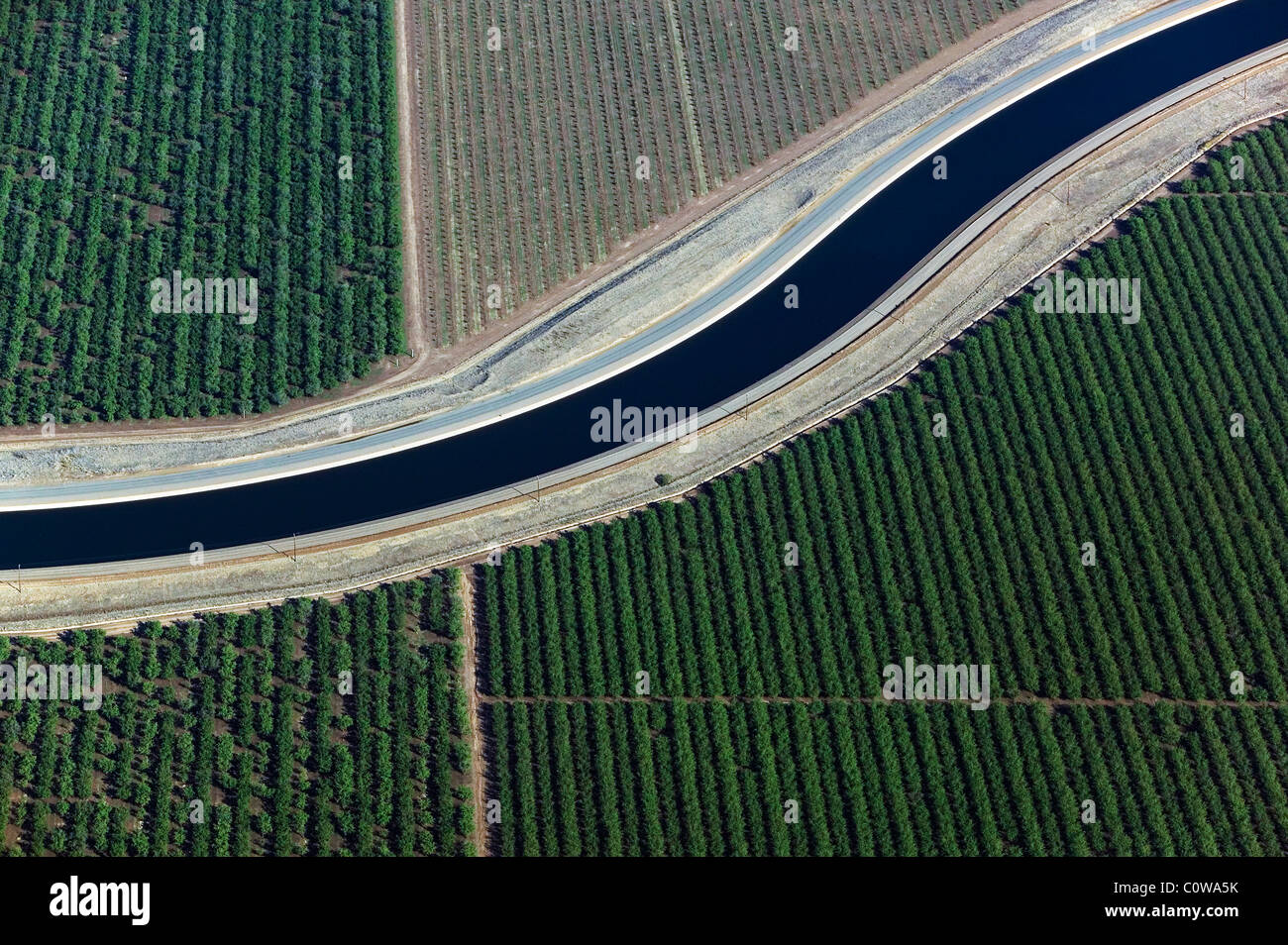 aerial view above aqueduct central valley California Stock Photo Alamy