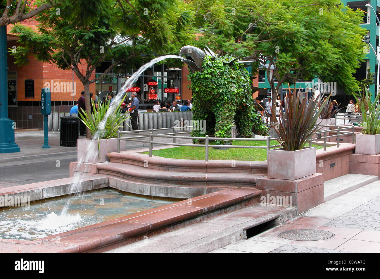 Fountain on the Third Street Promenade, the main shopping street in