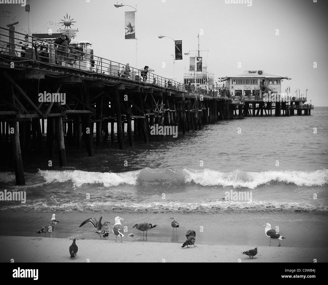 The beach and pier in Santa Monica (Los Angeles), California, USA. Stock Photo
